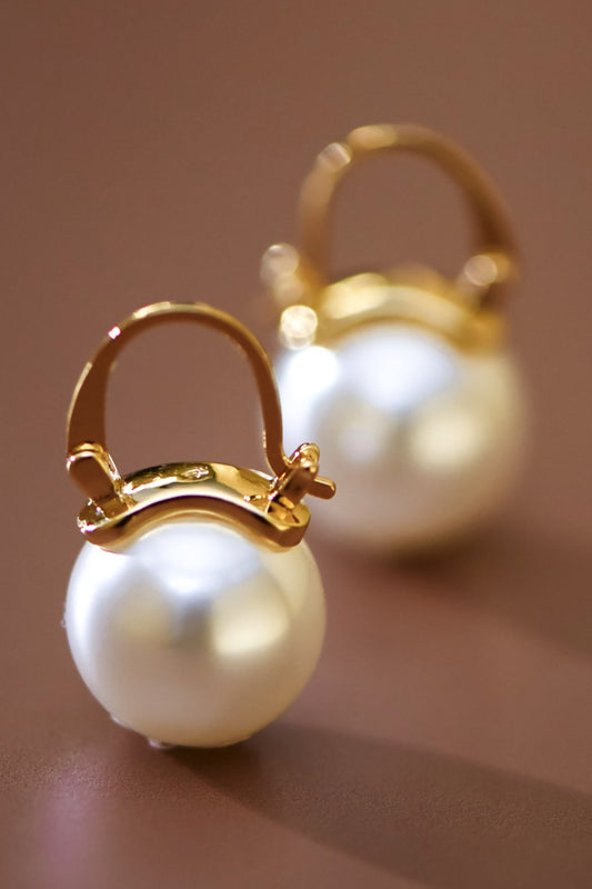 Waterproof Non-tarnish Stainless Steel Earrings Pearl Hoop