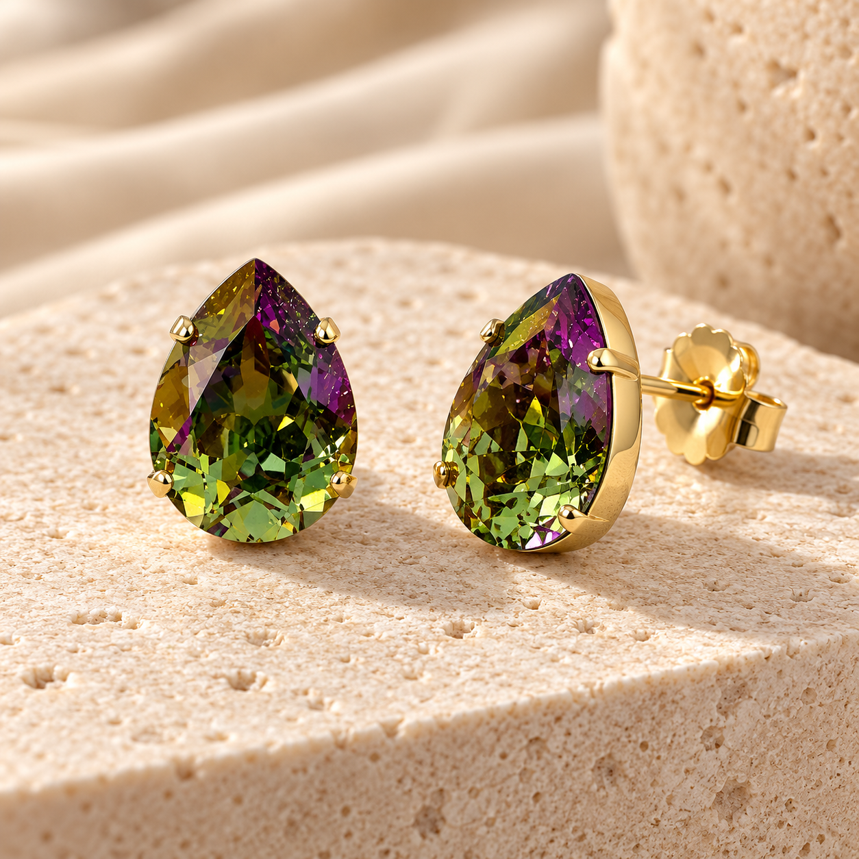 TOVA Lumi Studs in Olive Aurora