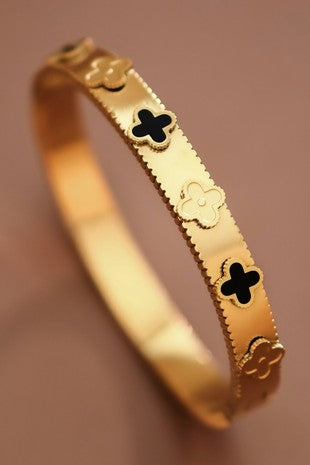 18K Gold Plated Stainless Steel Hinged Bangle Bracelet