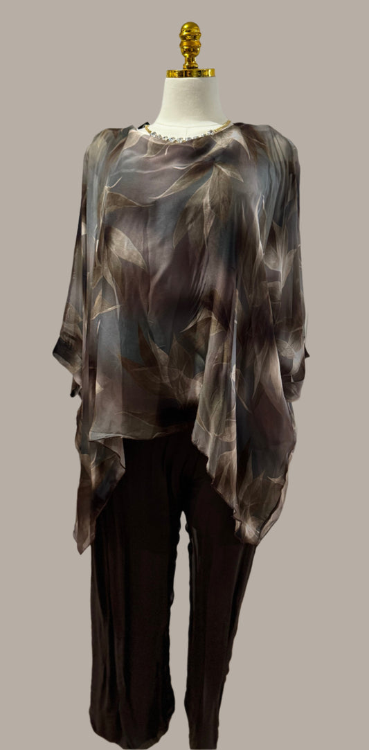 Silk Brown Italian Collection Pants