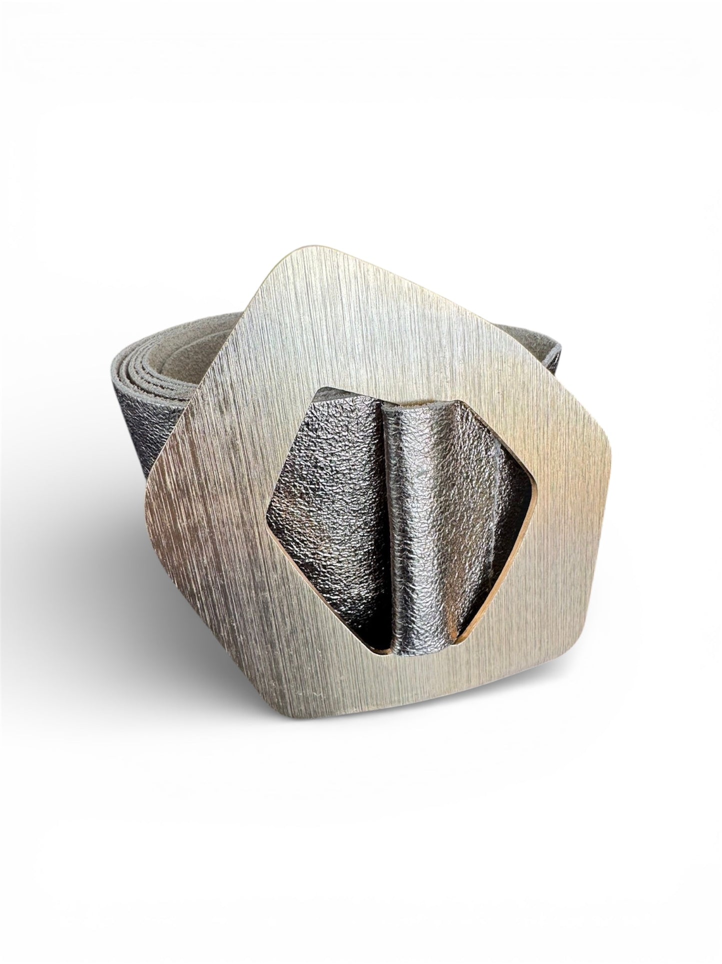 Metallic Gold Belt with Brushed Statement Buckle
