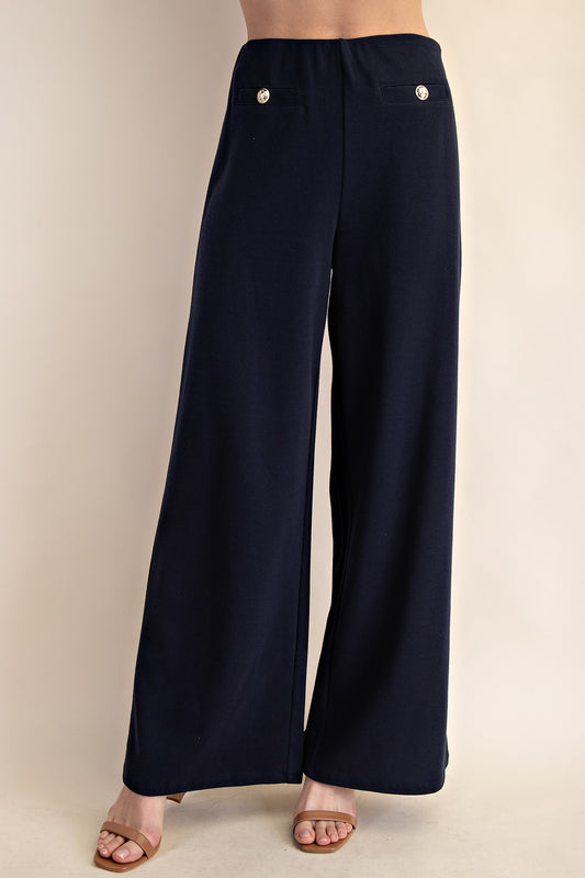 Straight-Leg Pants Navy