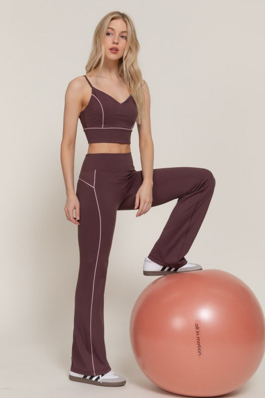 V-neck Pipinv Workout Cami Bra-top In Brown