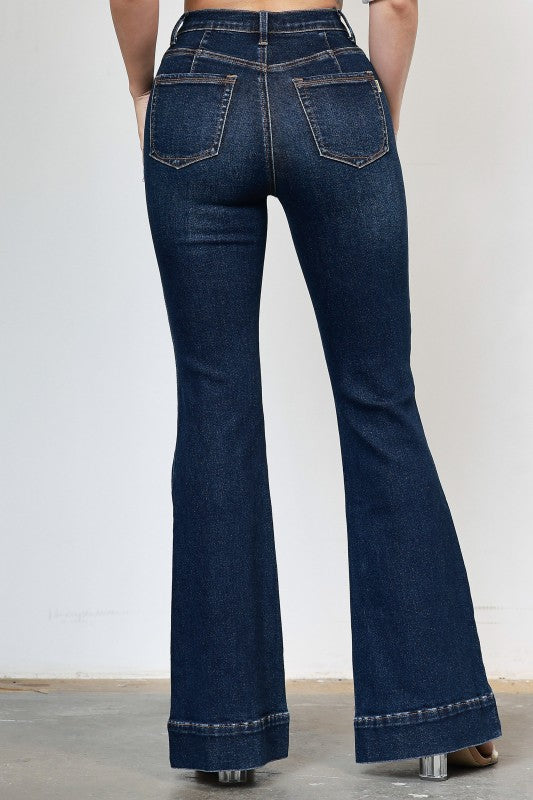 High-rise Flare Jeans Dark Blue Stone