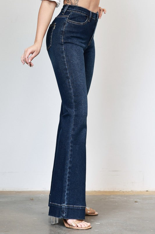 High-rise Flare Jeans Dark Blue Stone