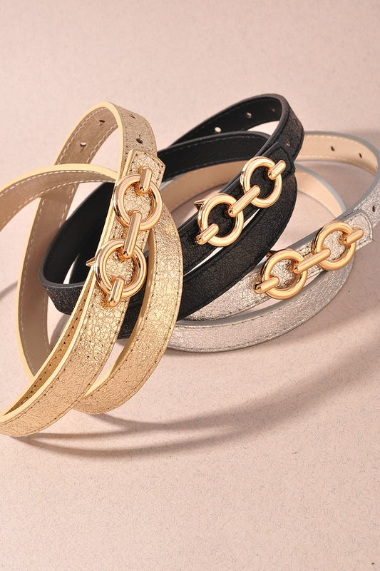 Double Metal Buckle Belt 3 Pc Set