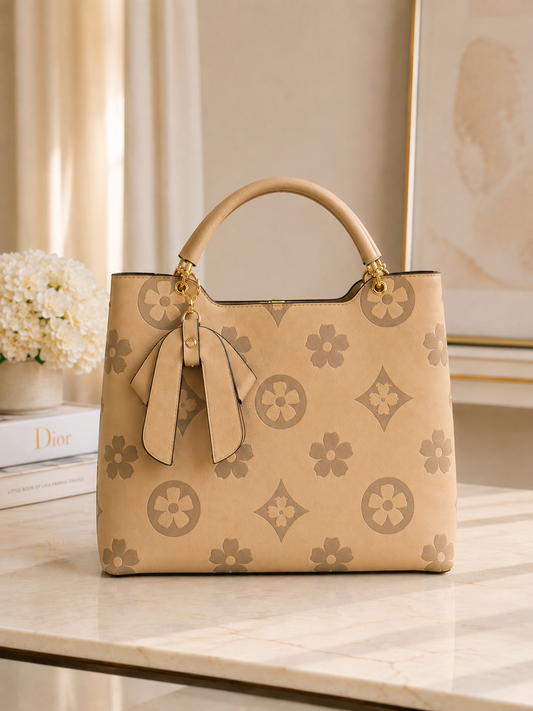 Beige Monogram Luxe 3 In One Handbag Set