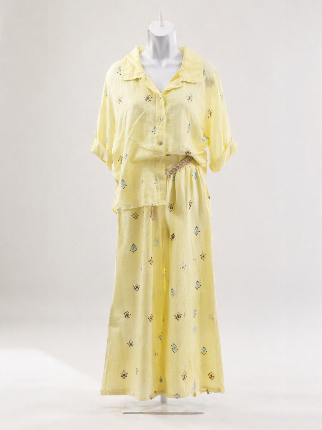 Linen Embroidery Yellow Set