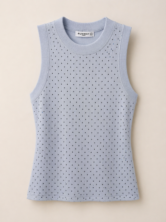 Rhinestone Knit Top Blue