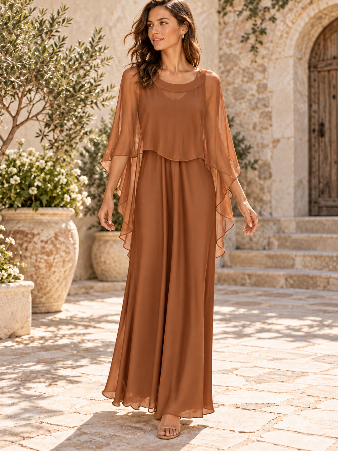 Camel Elegant Maxi Dress