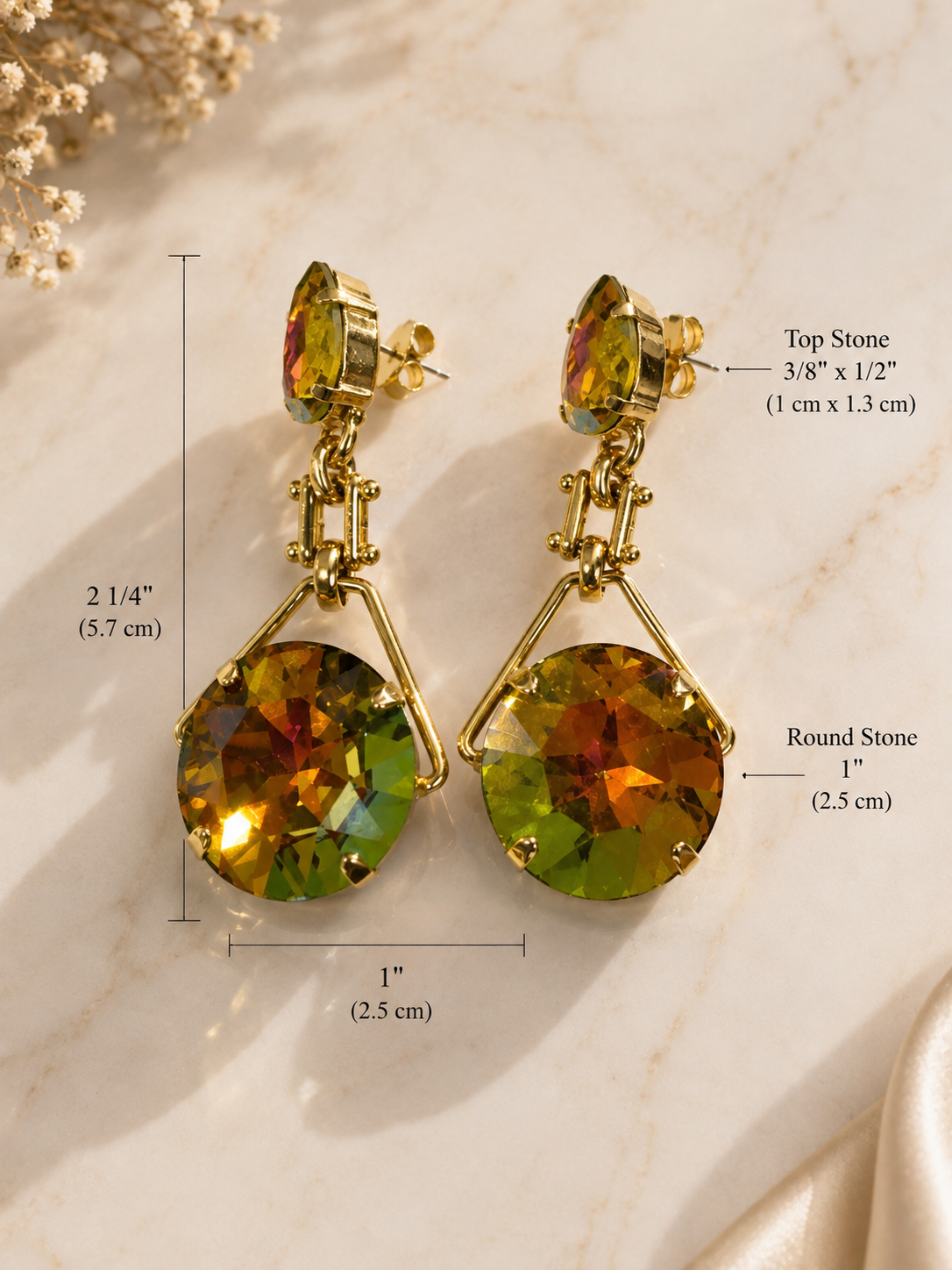 TaoVA Volcano Swarovski Crystal Gold-Plated Statement Earrings