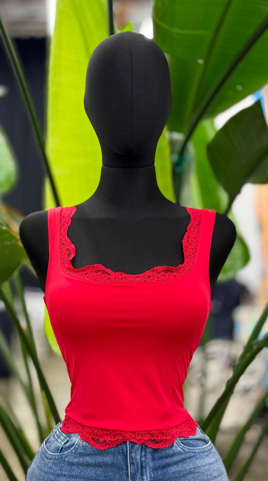 Basic Top With Lace Accents