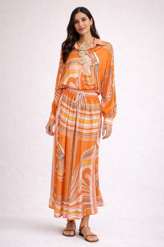 Italian Sunset Marble Print Two-Piece Set