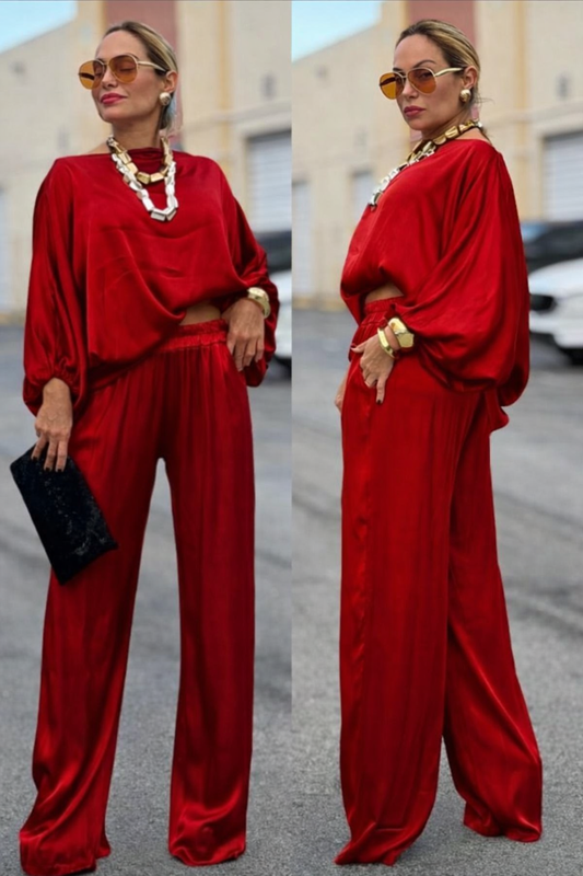 Italian Red Satin Set- One Size