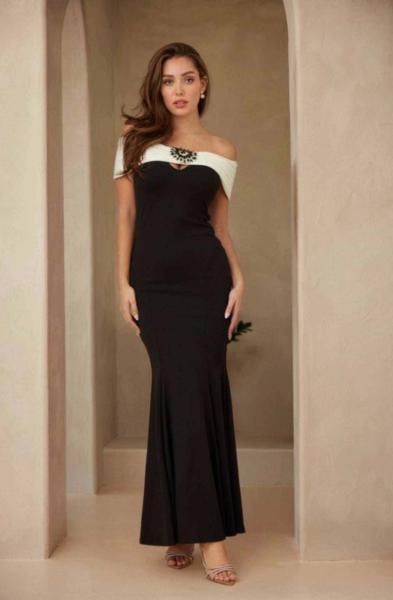 Black & White Sirens Long Dress
