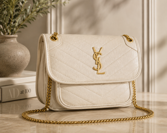 Ivory Luxe Chain Shoulder Bag
