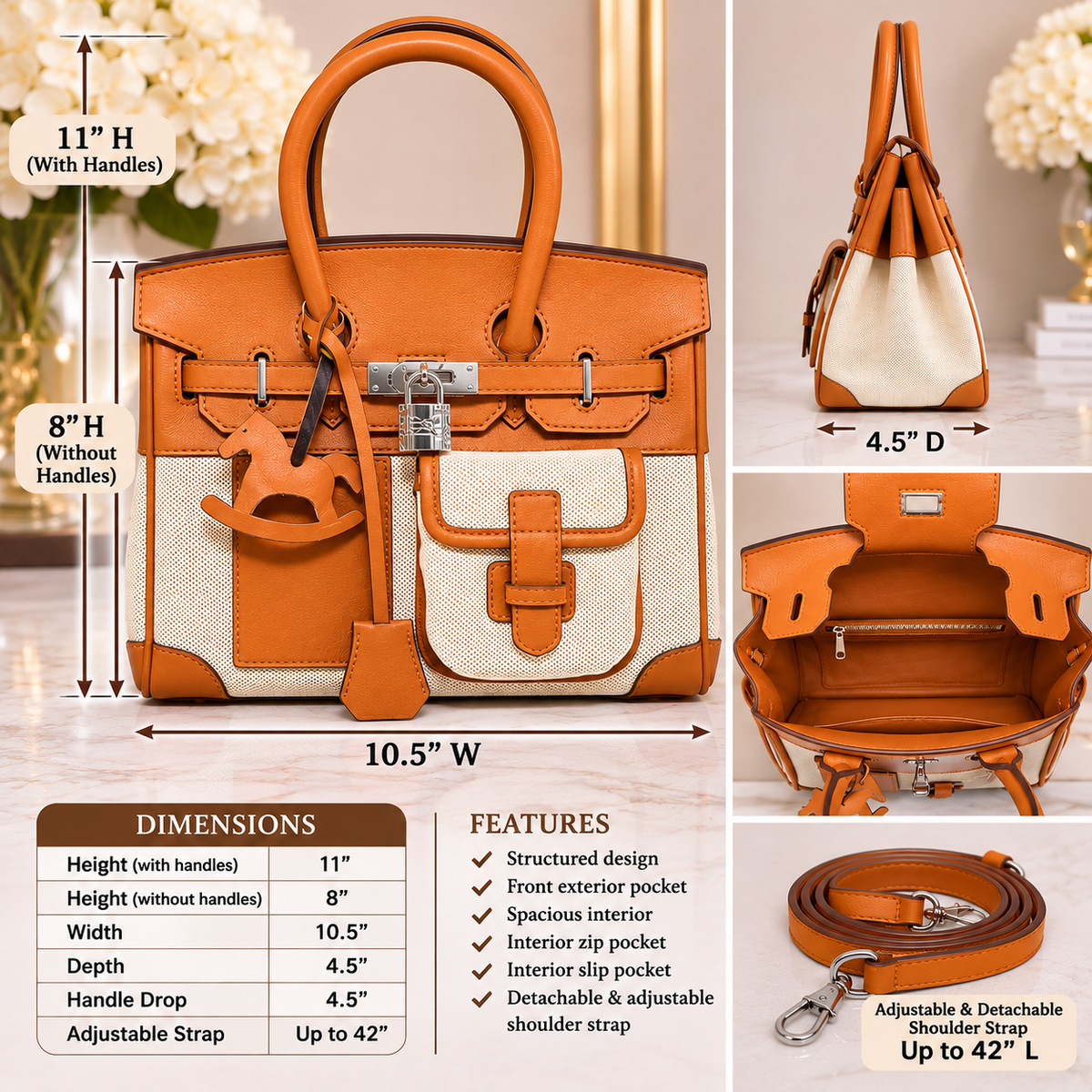 Camel Cargo Chic Two-Tone Satchel