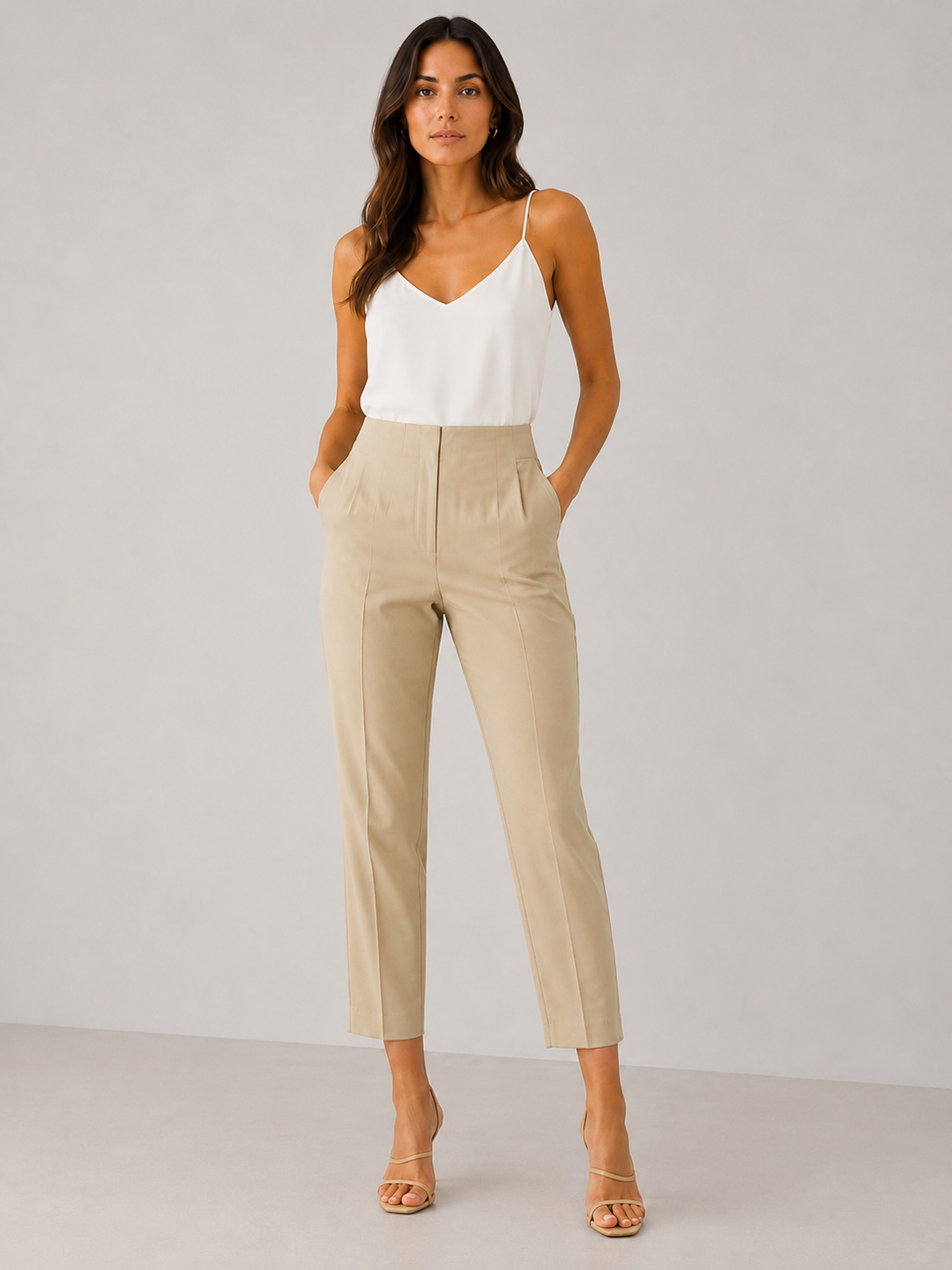Milano Tailored Pants – Soft Beige