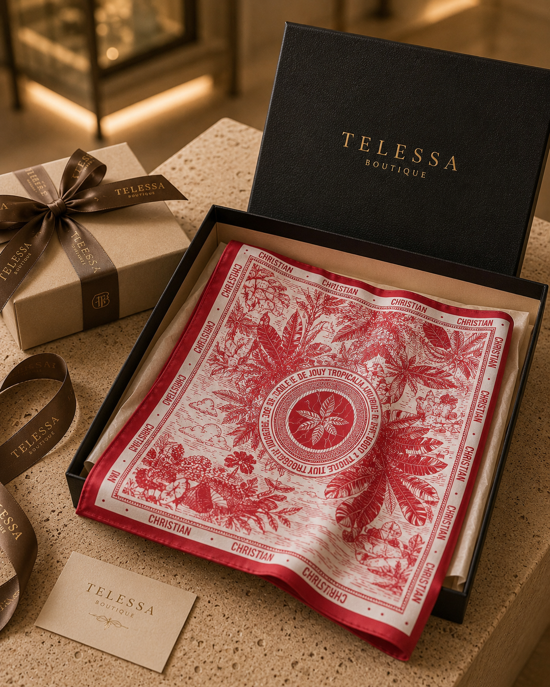 Elegant Red Signature Scarf