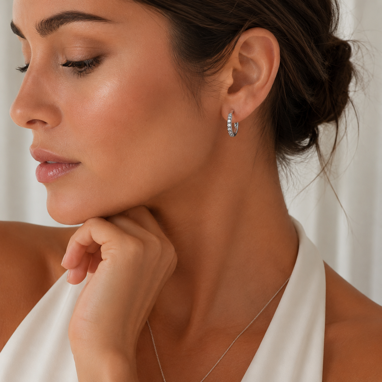 Women’s Printing Inlay Earrings In 304 Stainless Steel With 18K Real Gold PVD Coating And Zircon Inlay