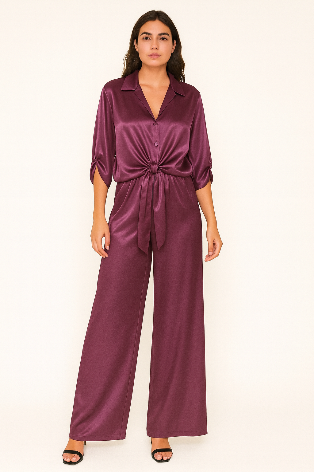Italian Satin Set Burgundy