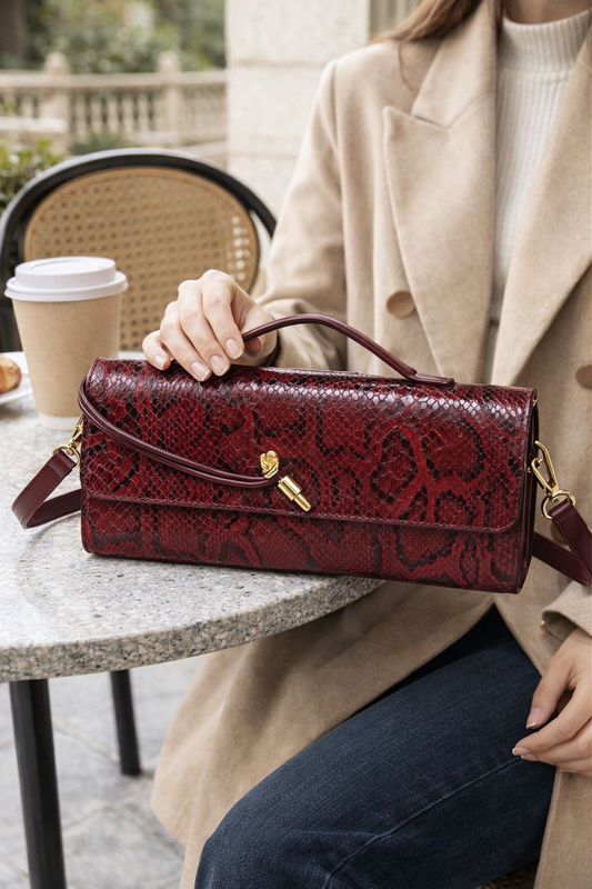 Inspired Red Snake Clutch