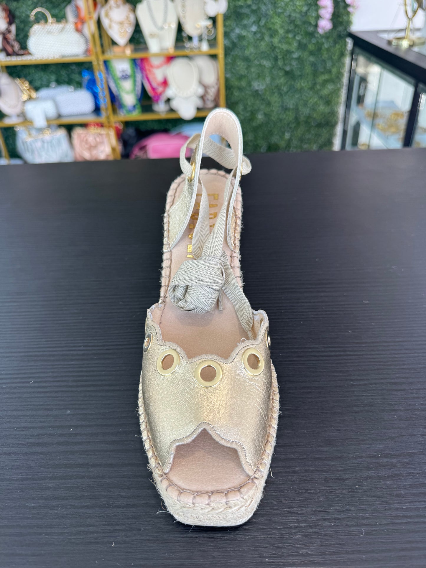 Espadrille Gold Leather Upper Fabiolas