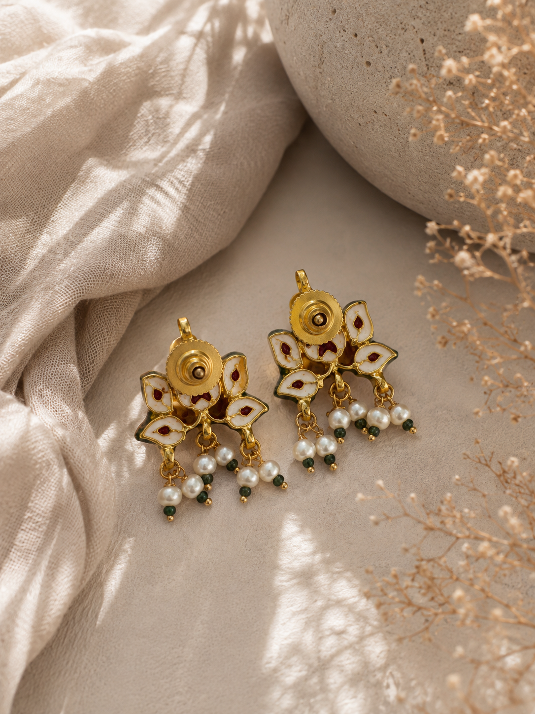 Ruby Lotus Kundan Earrings