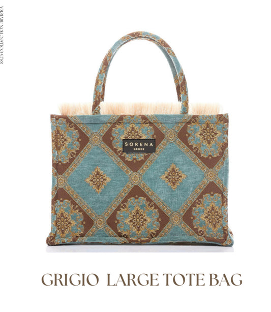 Sorena Grigio Large Greece Tote Bag