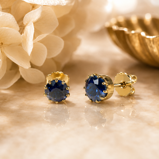TOVA Chrisley Studs in Sapphire Champagne