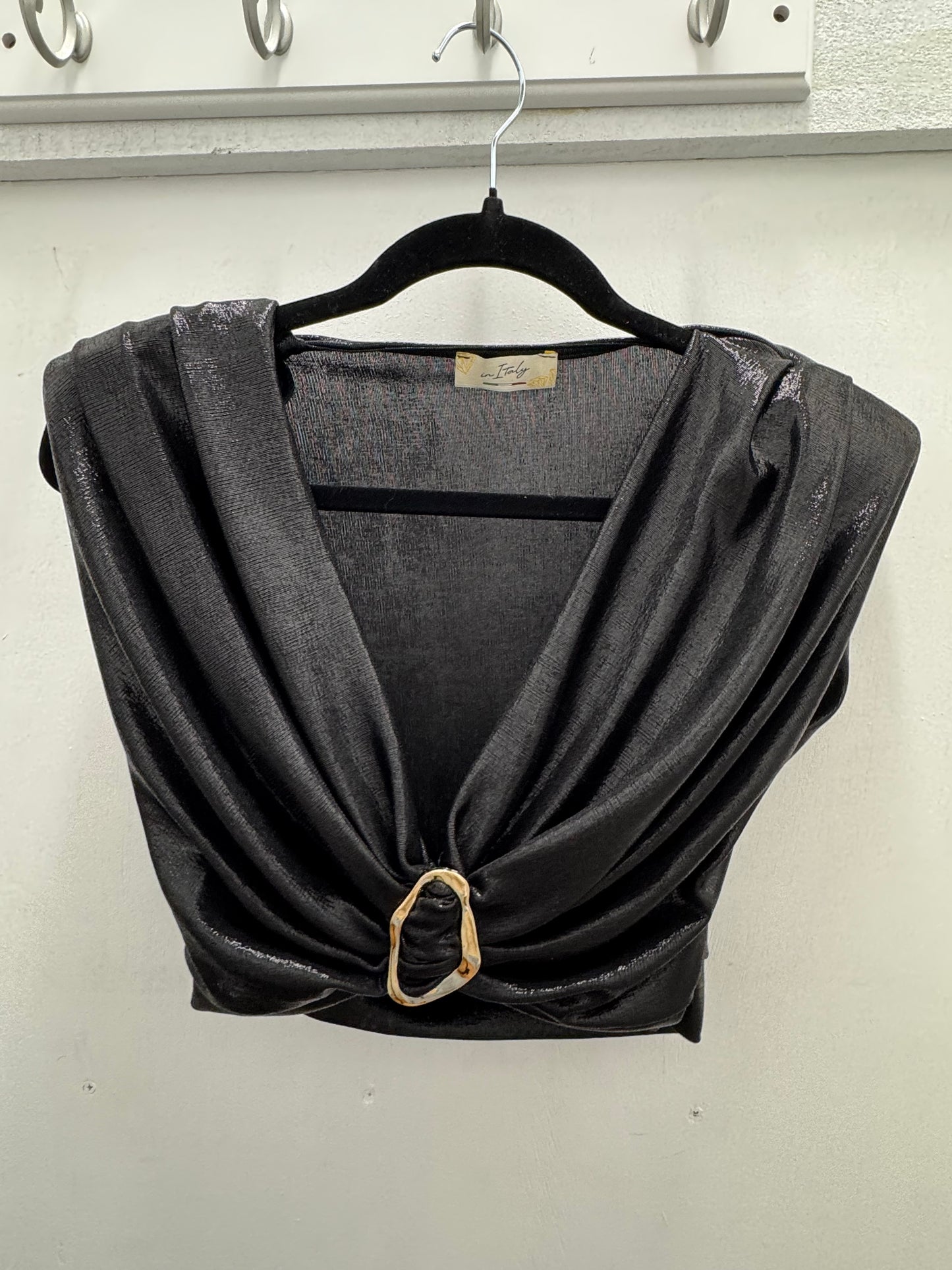 Italian Metalic Top Black with Gold Details - One Size