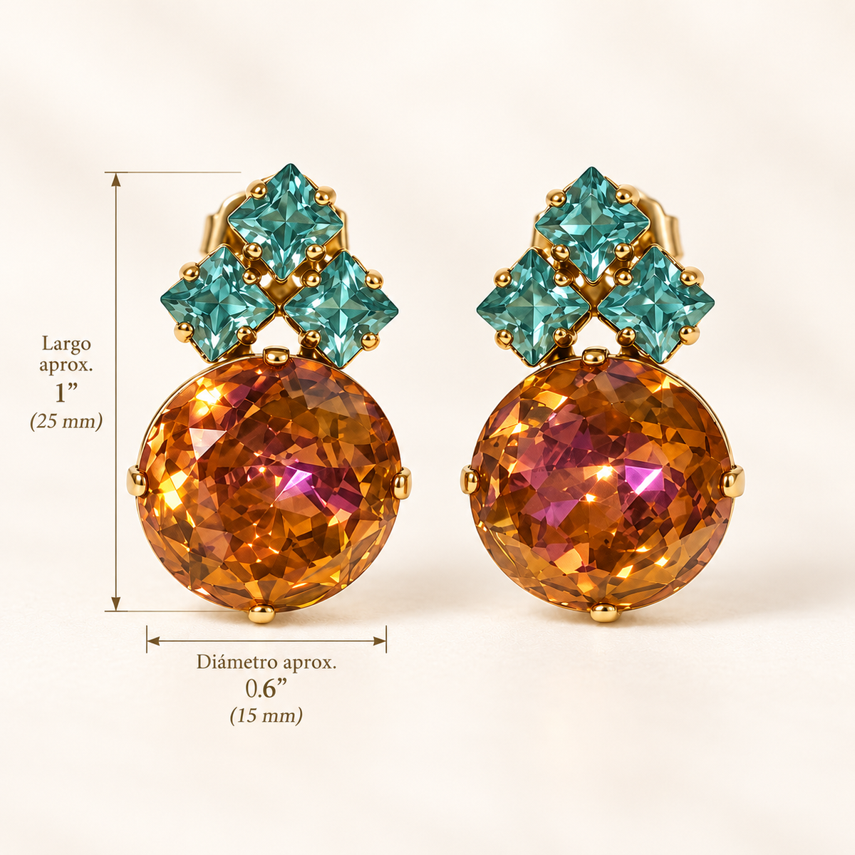 TOVA Aqua-Amber 18K Gold-Plated Swarovski Crystal Statement Earrings