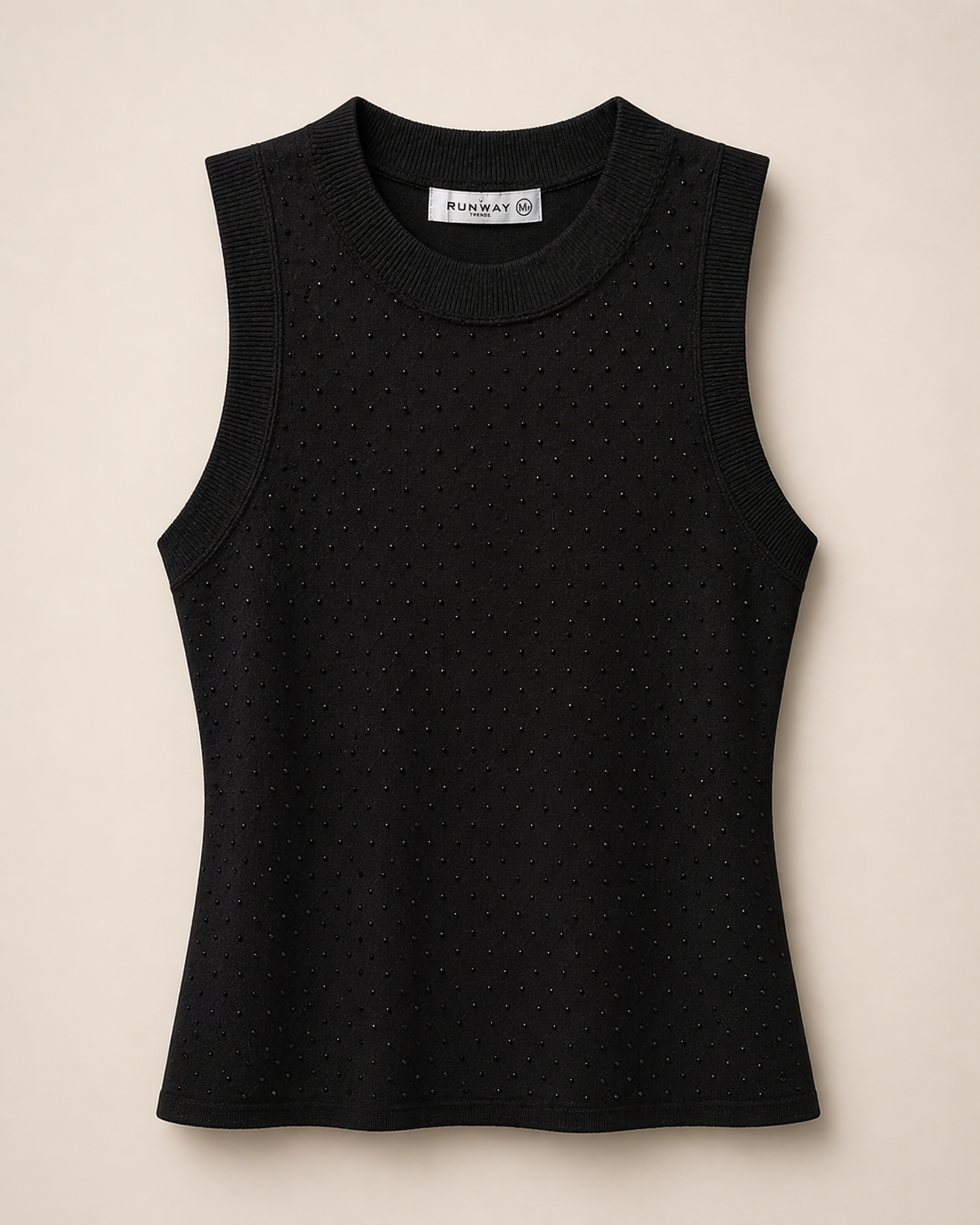 Rhinestone Knit Top Black