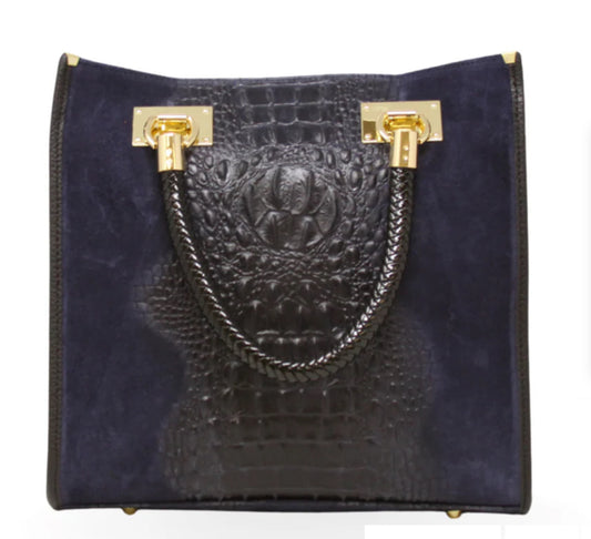 GENUINE ITALIAN LEATHER PORTFOLIO BAG NAVY