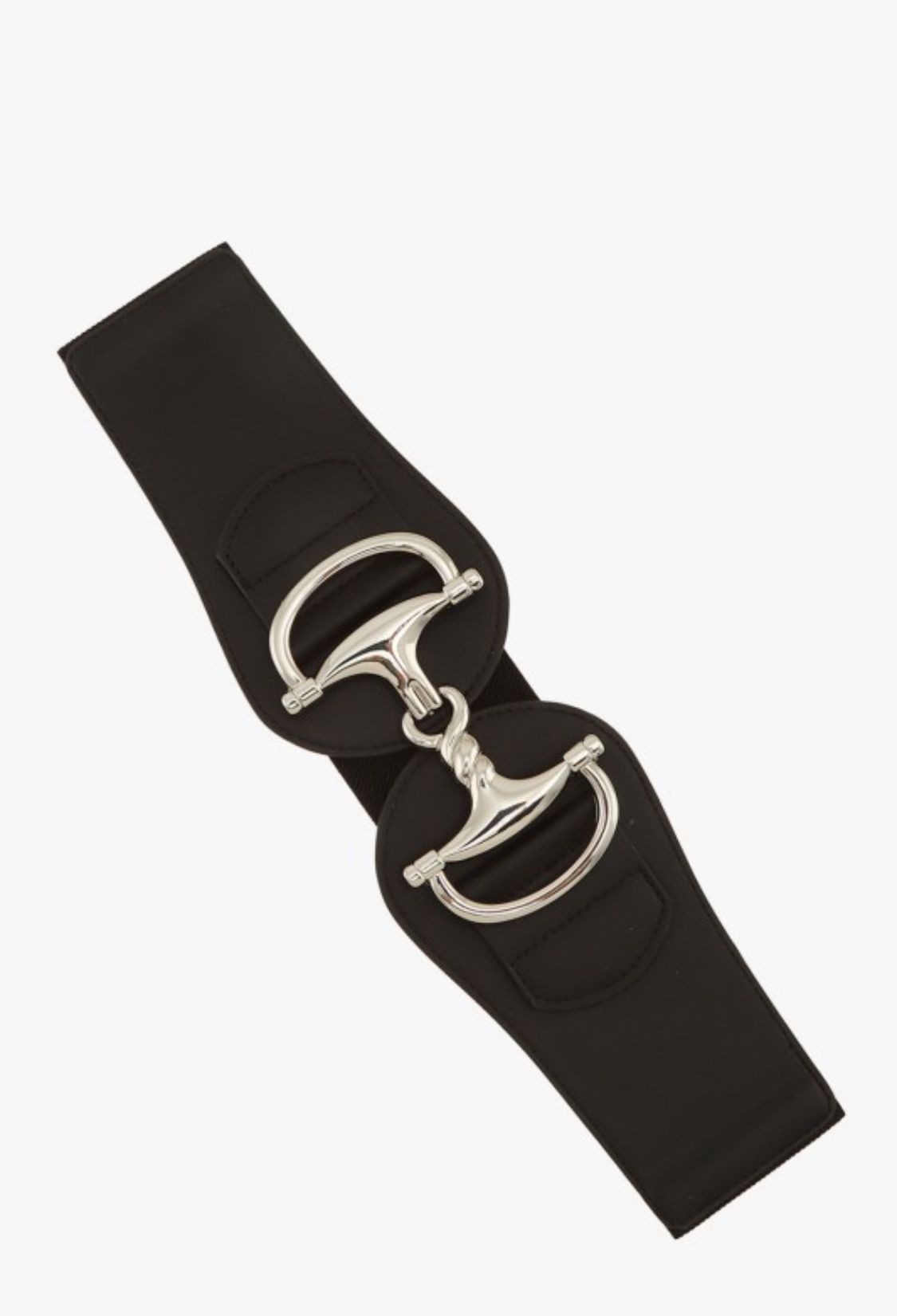 Black With Silver Luxe Horsebit Statement Belt