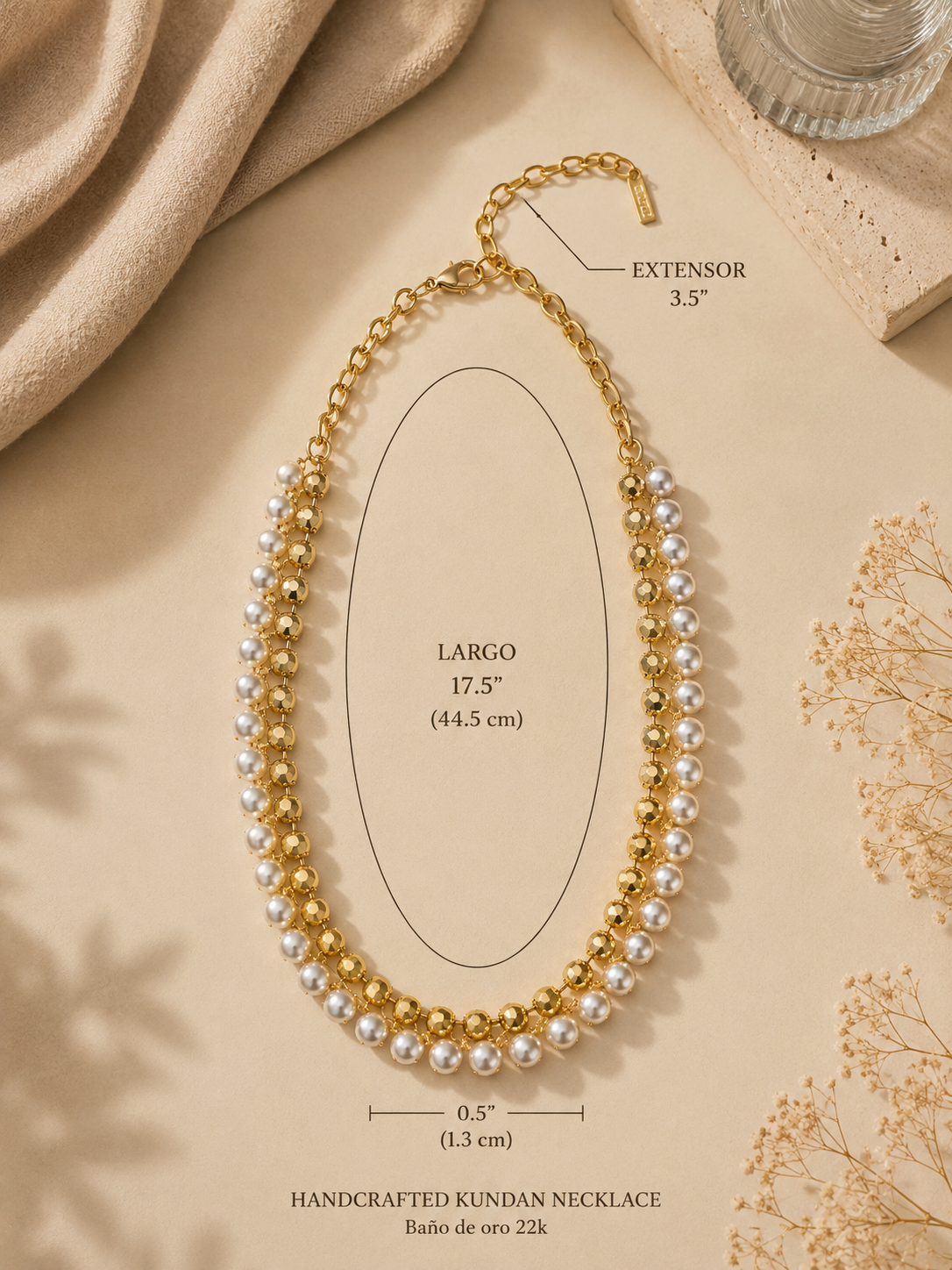 TOVA Golden Pearl Statement Necklace