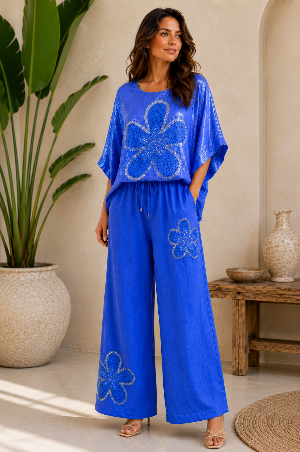 Blue Blossom Italian Linen Set
