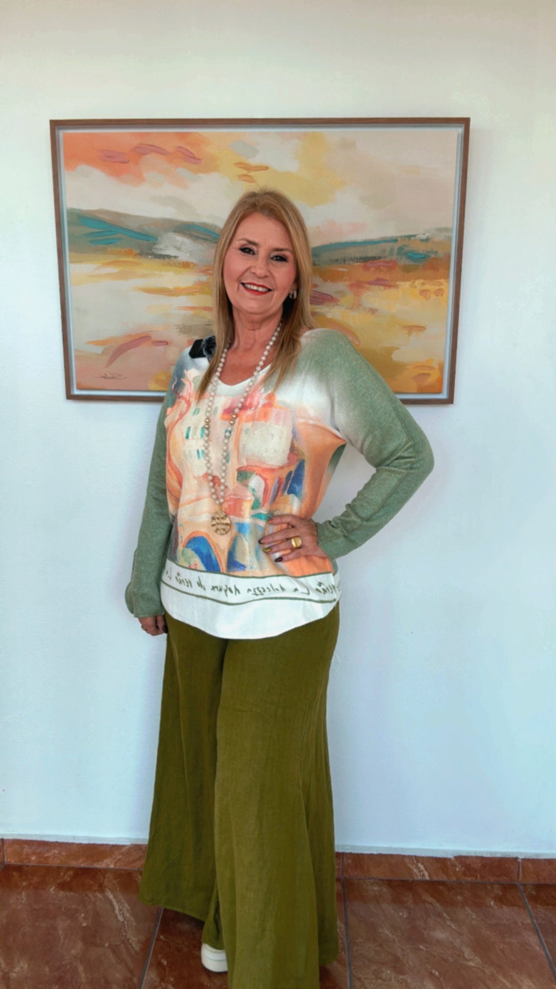 Italian Long Sleeves Sweater Green