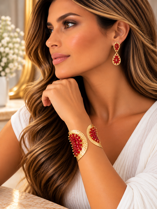 Ruby Red Crystal Statement Earrings