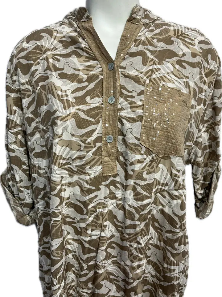 Animal Print Blouse With Pocket