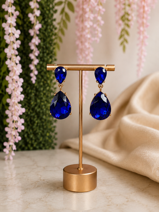 Crystal Drop Earrings Royal