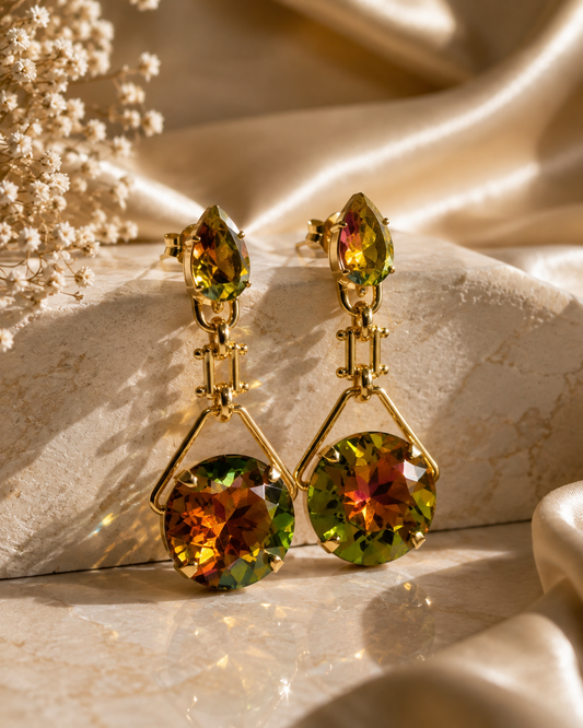 TaoVA Volcano Swarovski Crystal Gold-Plated Statement Earrings