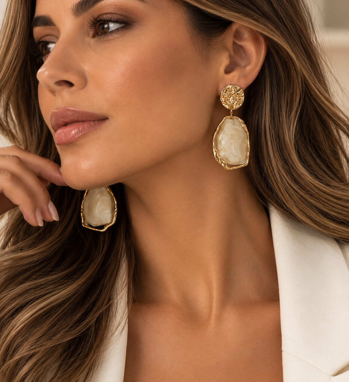 Ivory Sculpted Drop Earrings