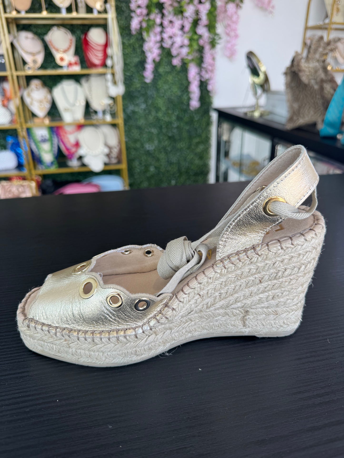 Espadrille Gold Leather Upper Fabiolas
