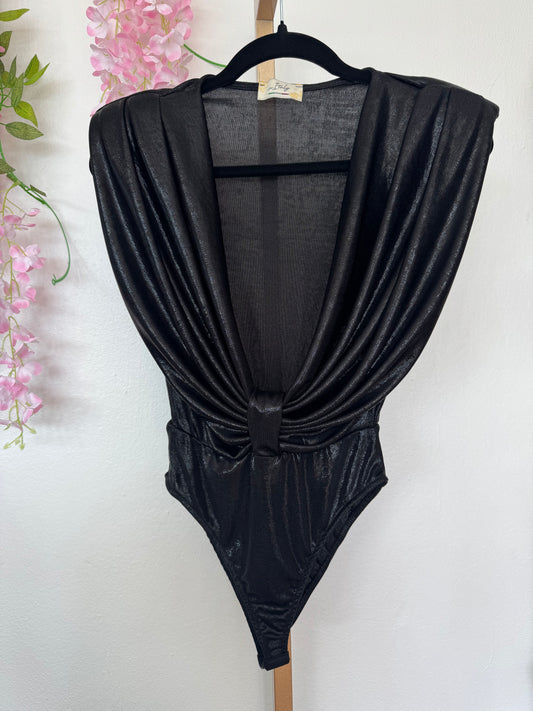 Italian Metalic Black Bodysuit