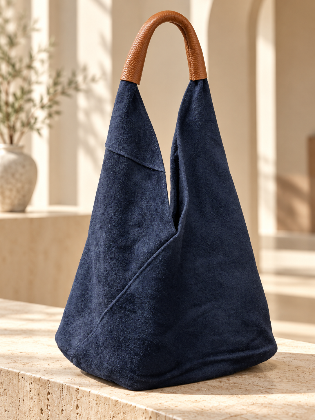 Navy Italian Hobo Bag with Pouch