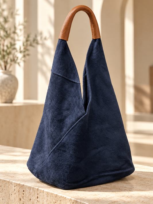 Navy Italian Hobo Bag with Pouch