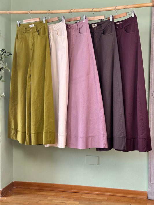 Italian Palazzo Pant with Stretch Berry