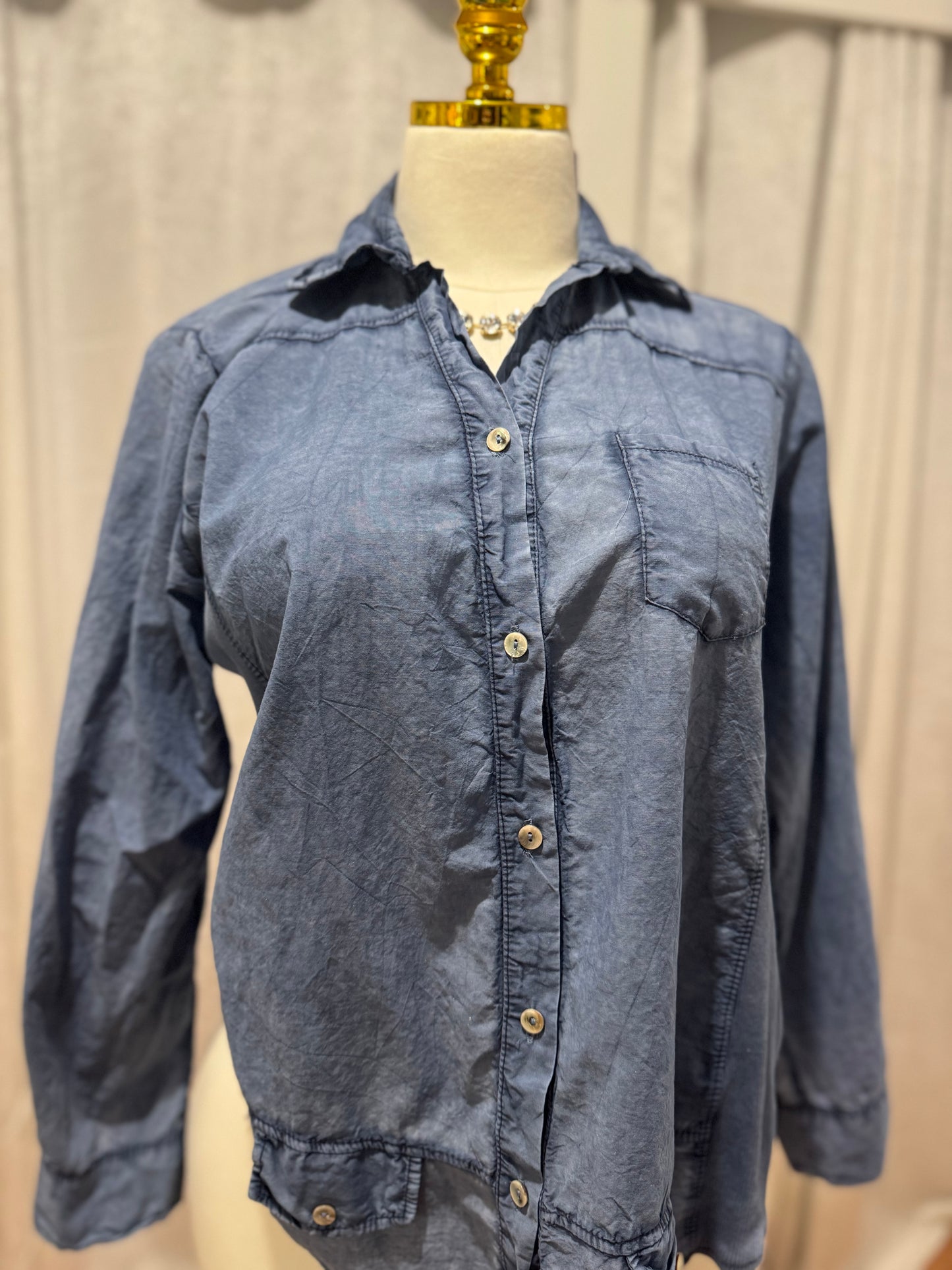 Italian Long Slevee Denim Top