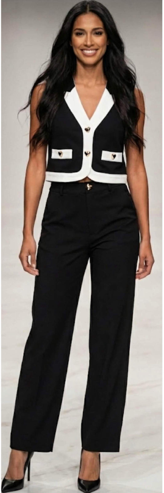 Chic Contrast Two-Piece Black